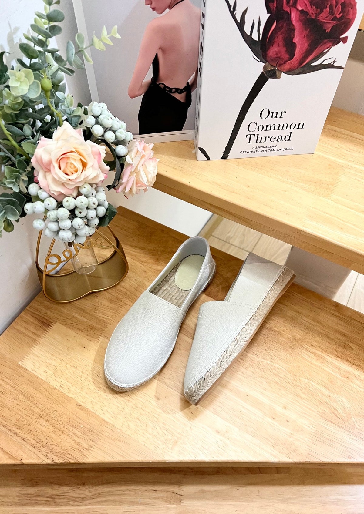 CD Paradise Espadrilles White Grain Cowhide 692262