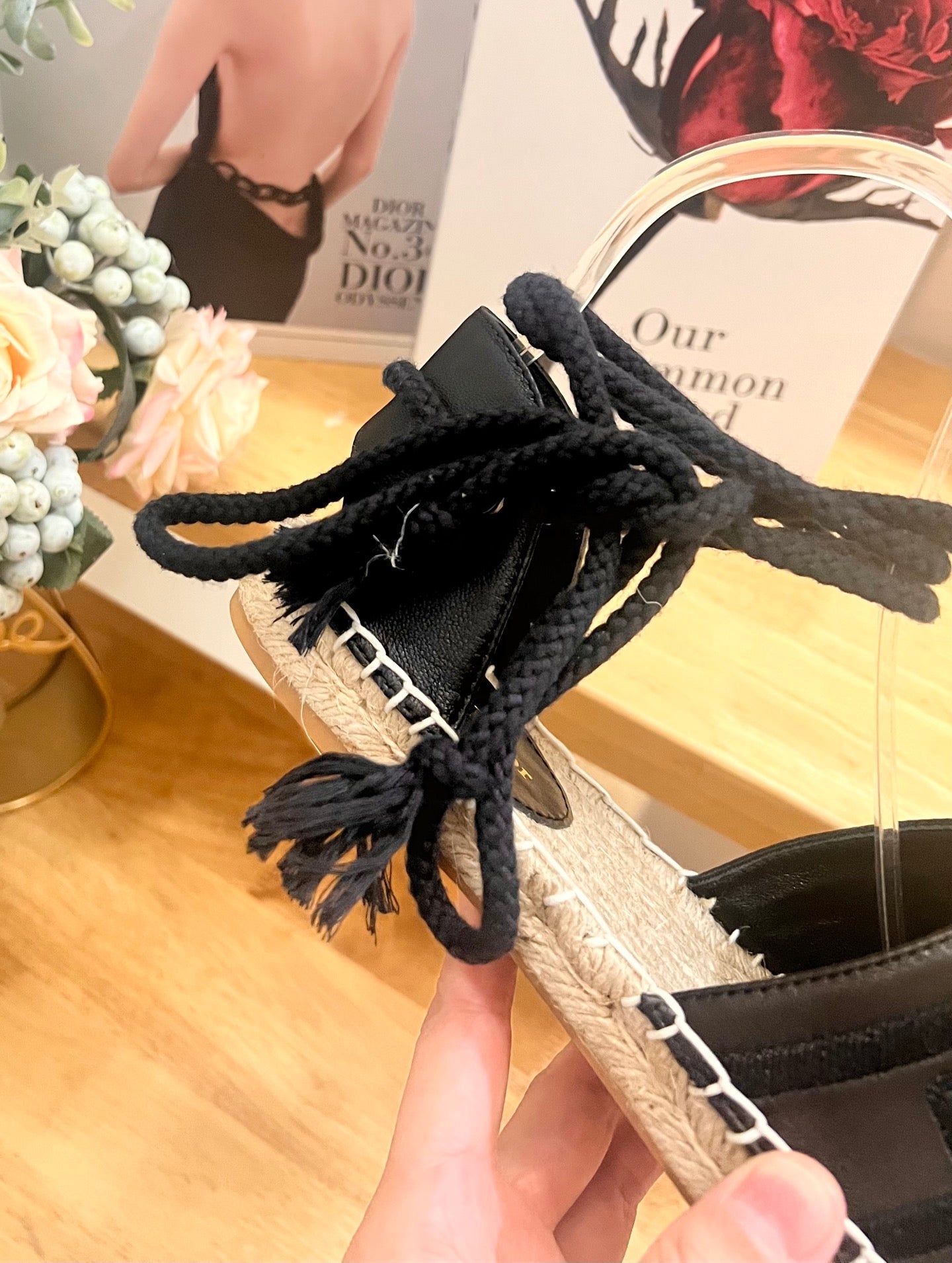 CD FW26 Sandals Black Sheepskin 692256