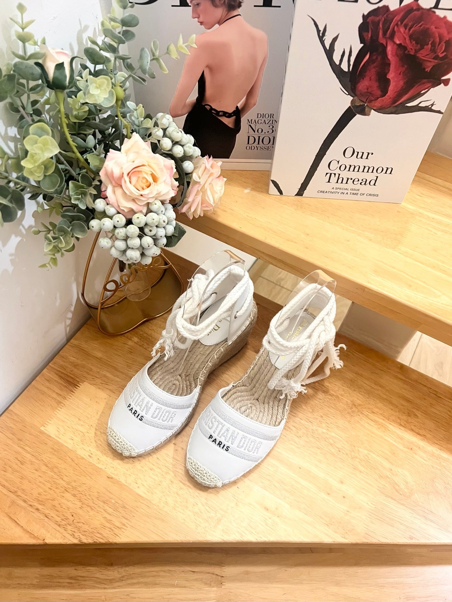 CD FW26 Wedge Sandals White Sheepskin 692258