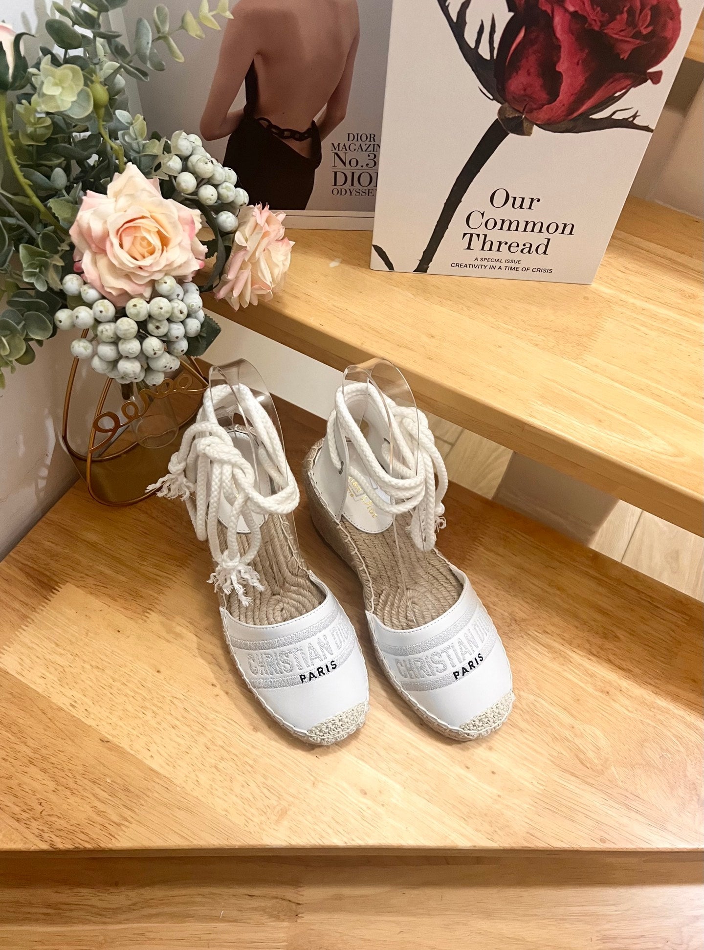 CD FW26 Wedge Sandals White Sheepskin 692258