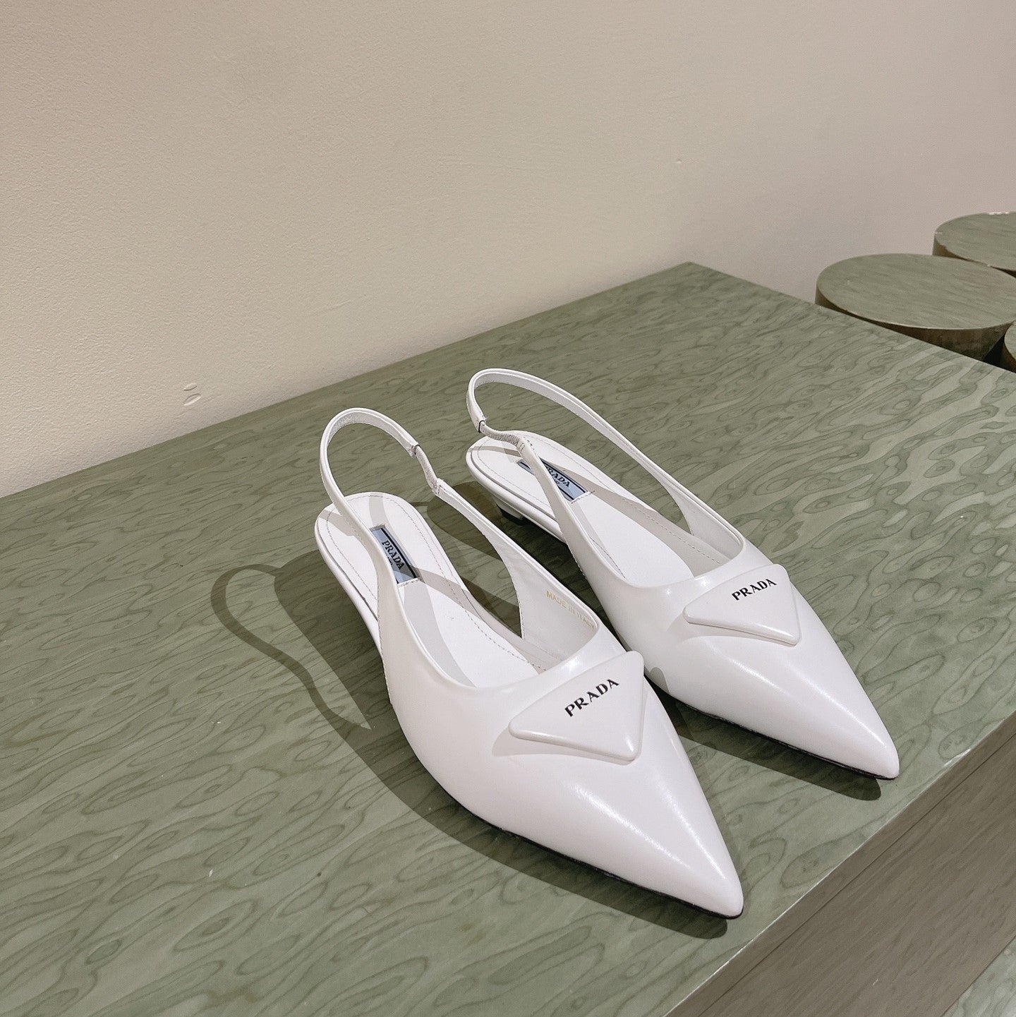 PRA 24ss Sling Back 30mm White Patent Leather 449686