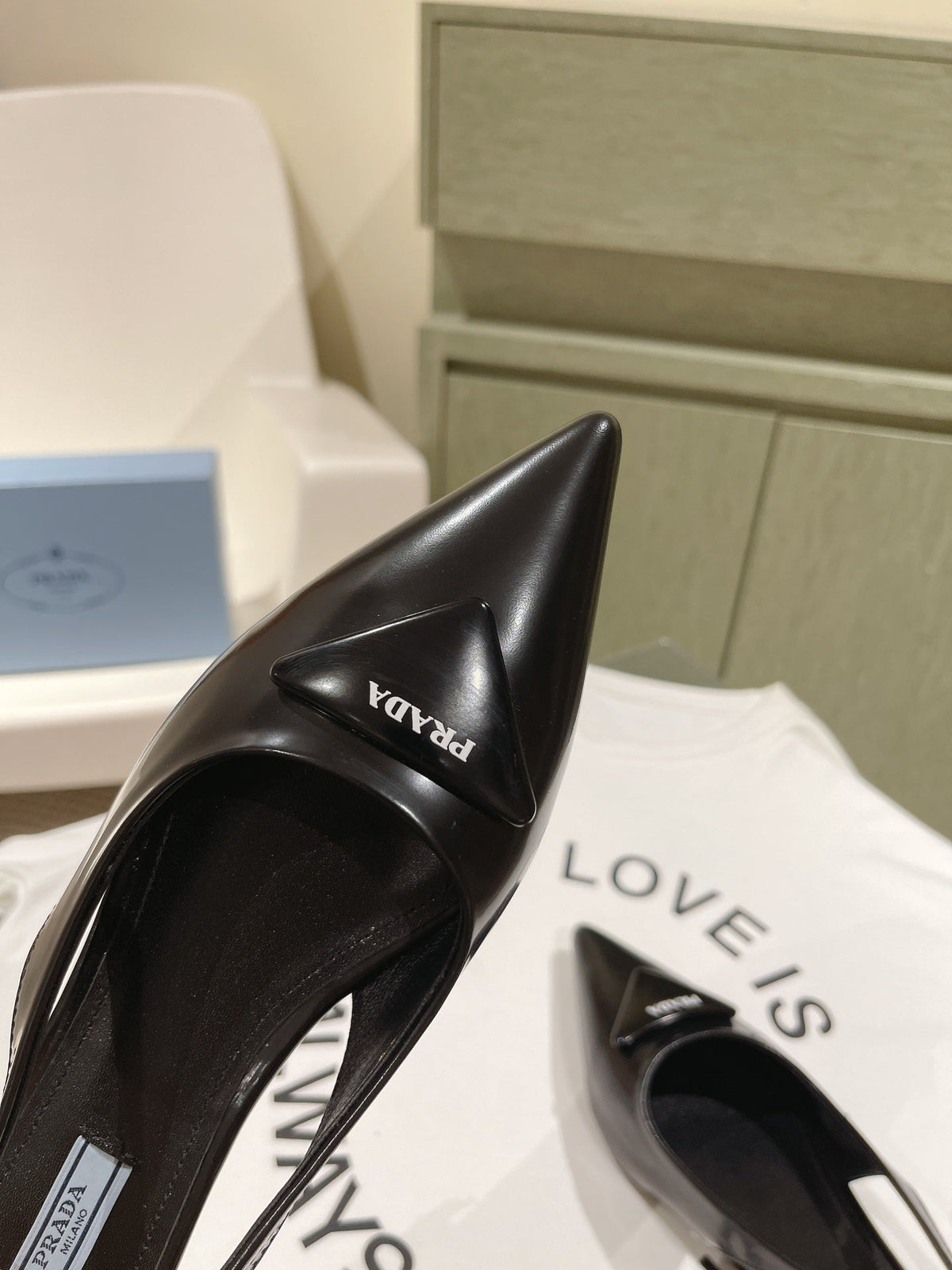 PRA 24ss Sling Back 30mm Black Patent Leather 449687