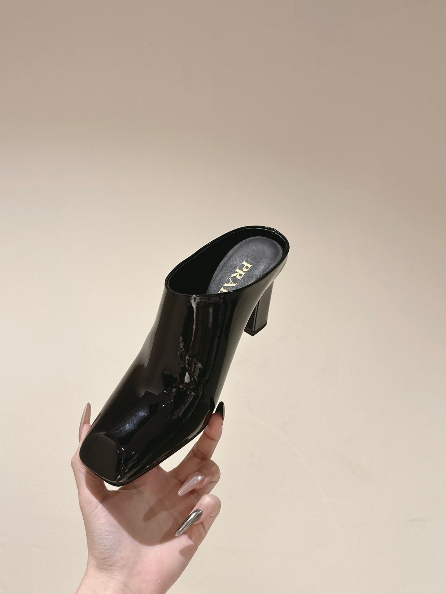 Prada Mules 85mm Black Patent Leather 449617