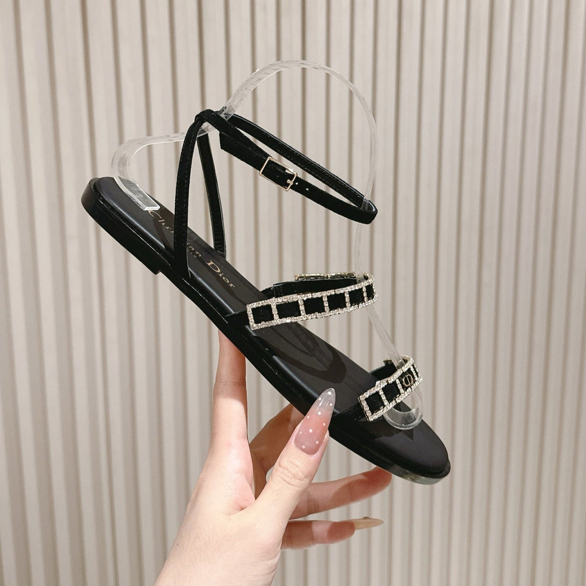 CD Diorissime Sandal Black Lambskin  483070