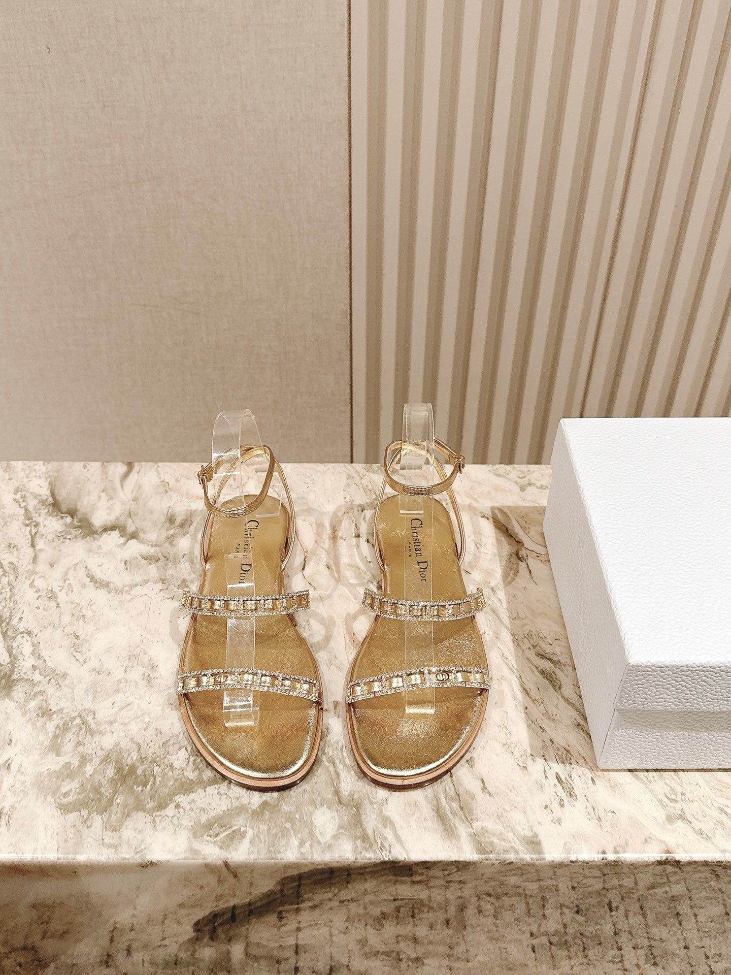 CD Diorissime Sandal Gold Metalic Lambskin 483071