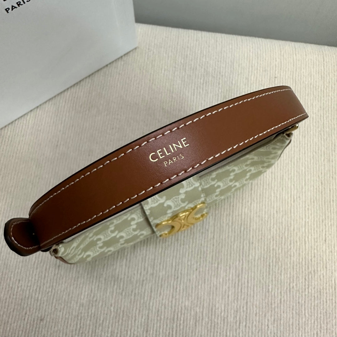 MEDIUM AVA BAG 23 IN BEIGE TRIOMPHE CANVAS GOLD LOGO