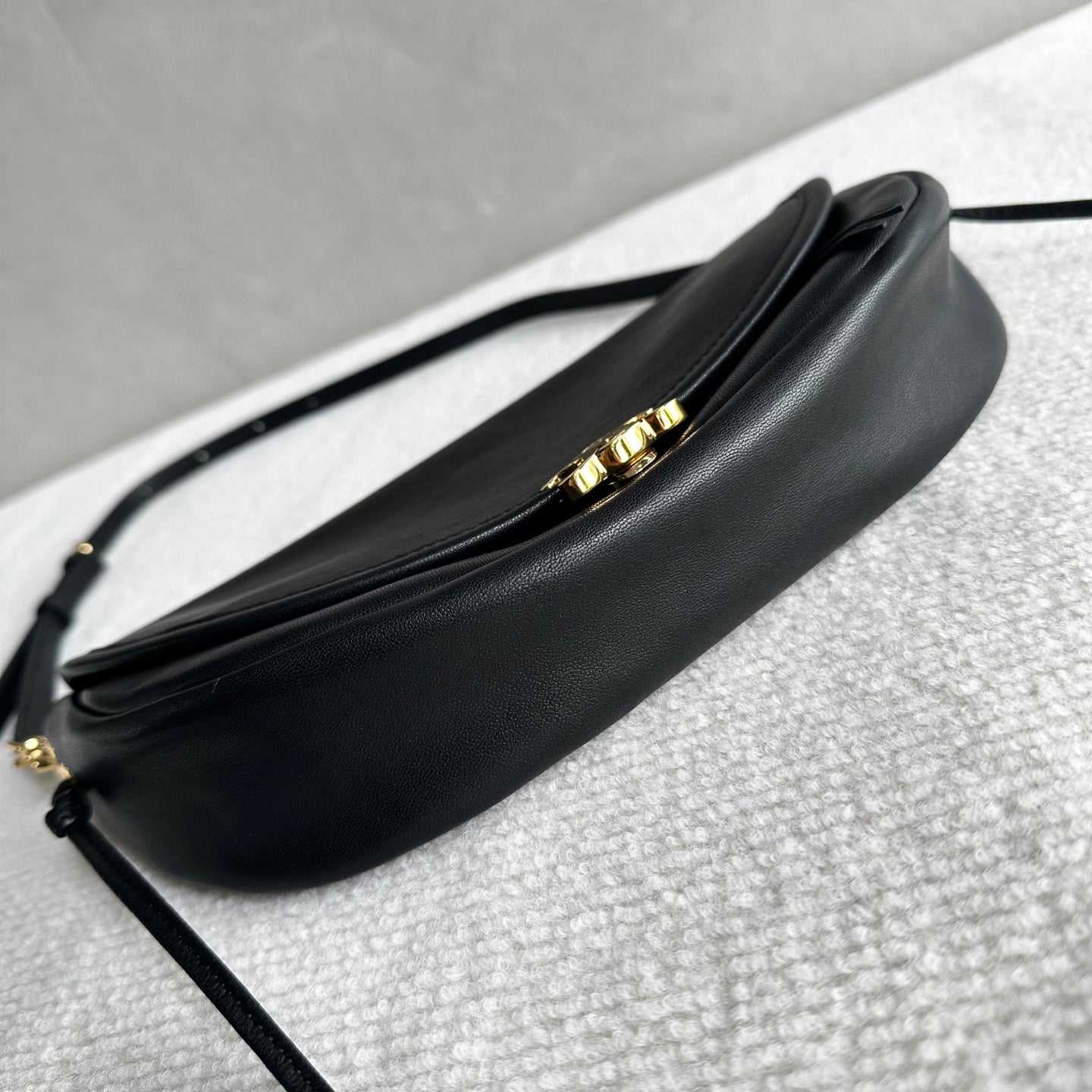 Celine Halfmoon Triomphe Small Bag 25cm Black Lambskin