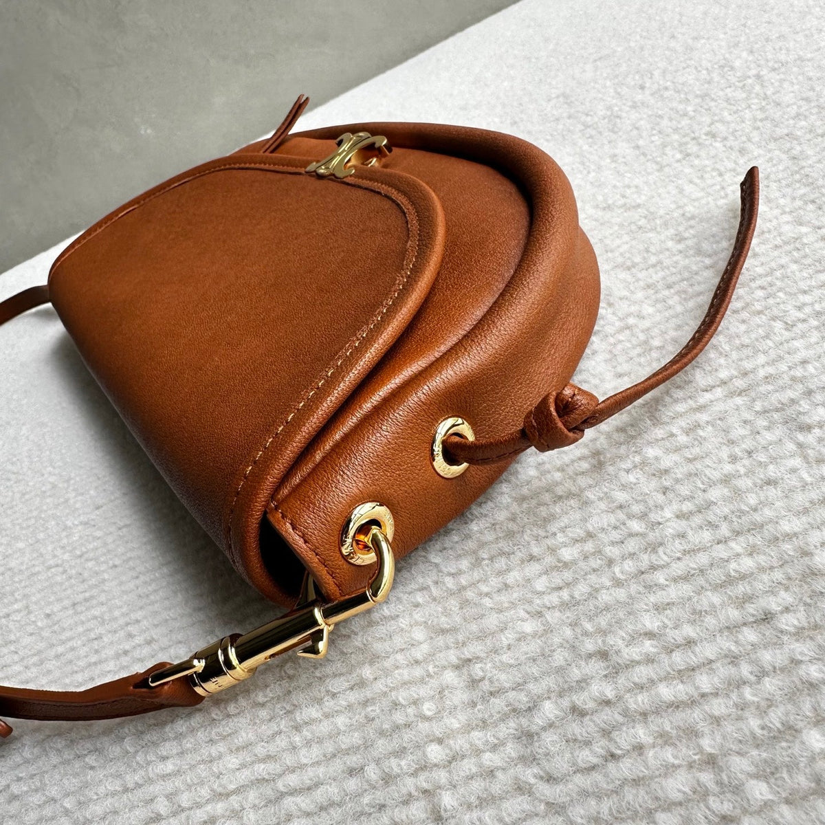 Celine Halfmoon Triomphe Small Bag 25cm Brown Lambskin