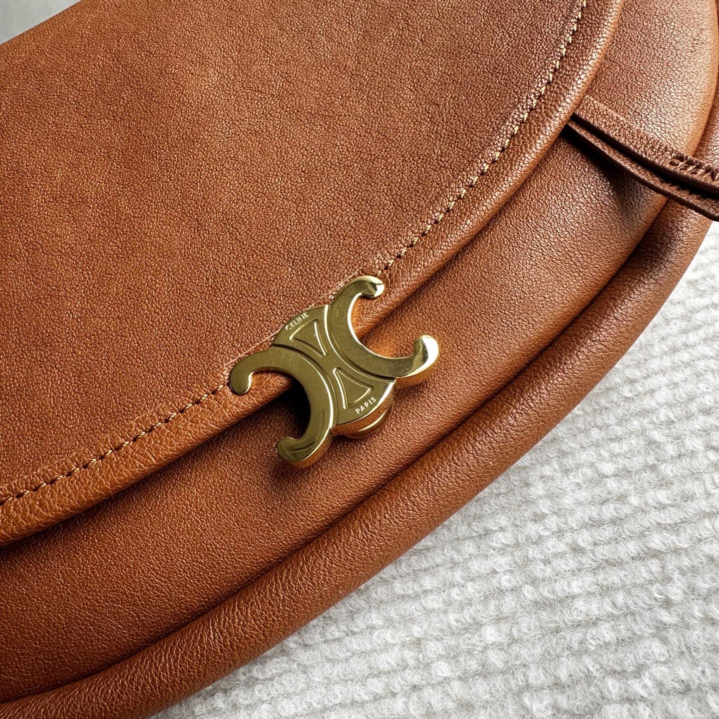 Celine Halfmoon Triomphe Small Bag 25cm Brown Lambskin