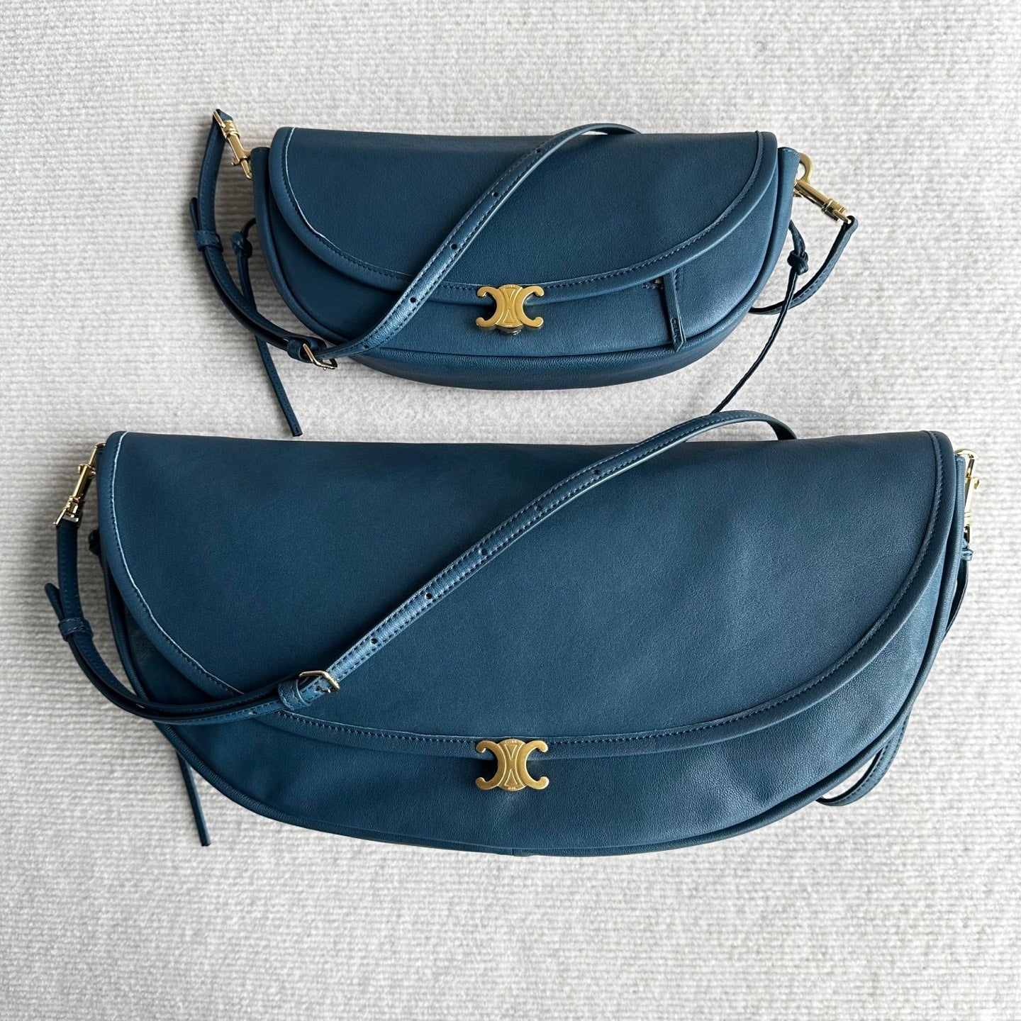 Celine Halfmoon Triomphe Small Bag 25cm Teal Green Lambskin