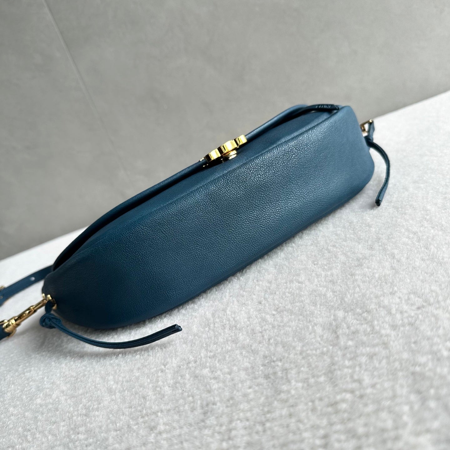 Celine Halfmoon Triomphe Small Bag 25cm Teal Green Lambskin