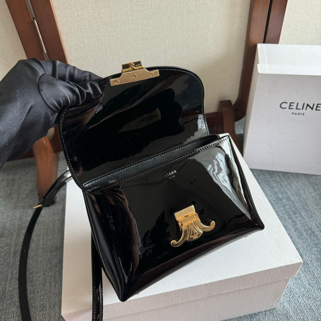 TEEN NINO BAG 20 IN BLACK GLOSSY CALFSKIN GOLD HARDWARE
