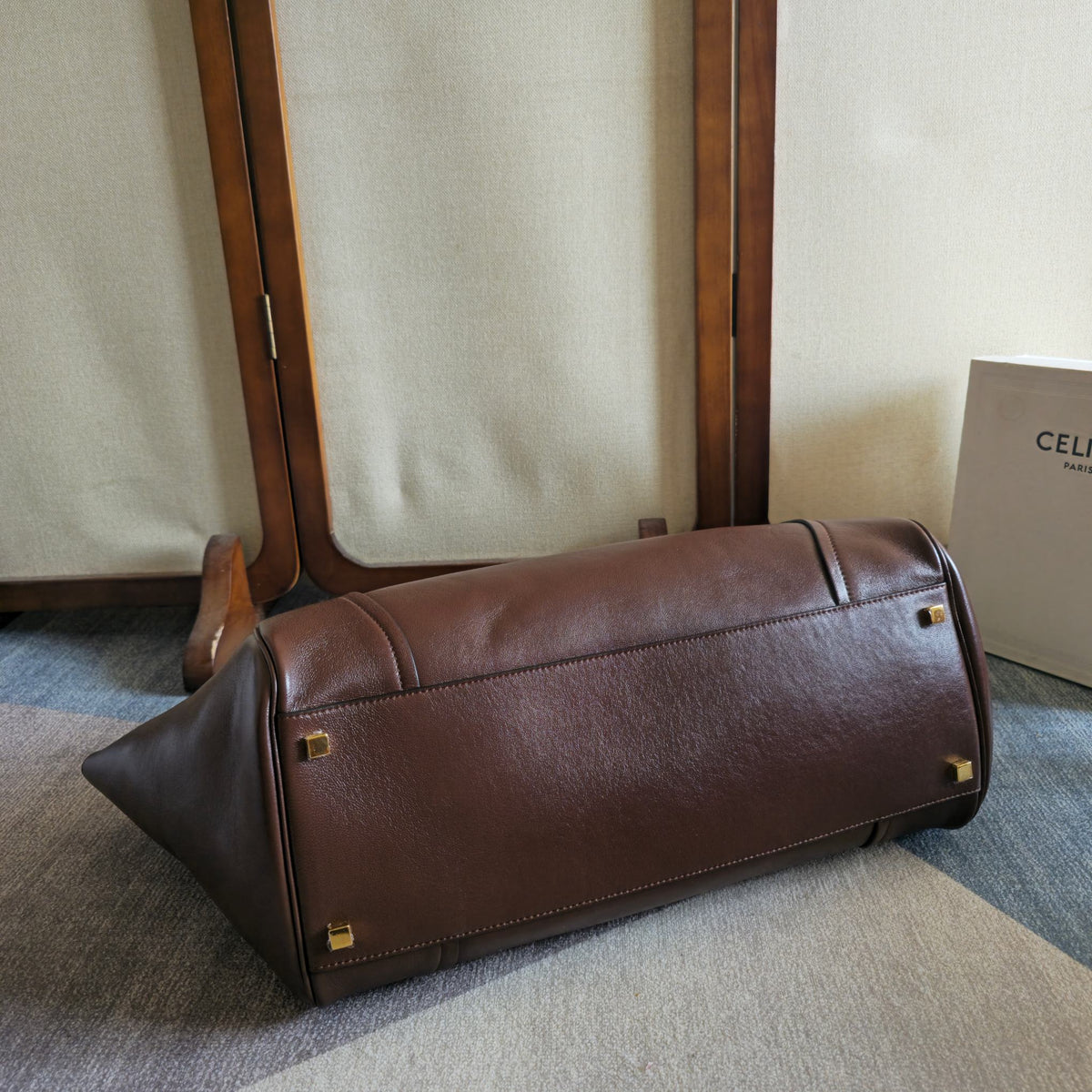 Celine 2026 Large Luggage Brown Shiny Lambskin