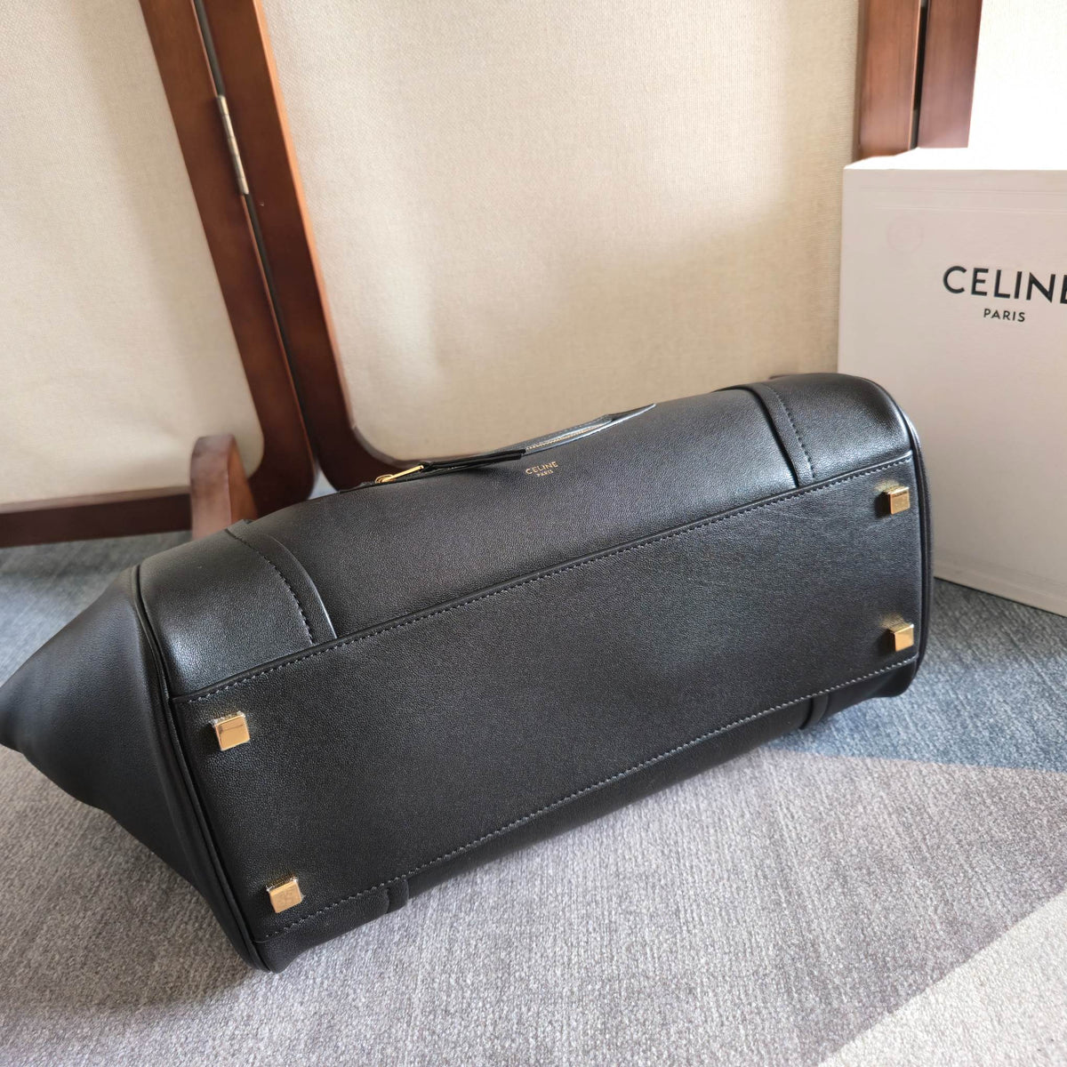 Celine 2026 Small Luggage Black Shiny Lambskin
