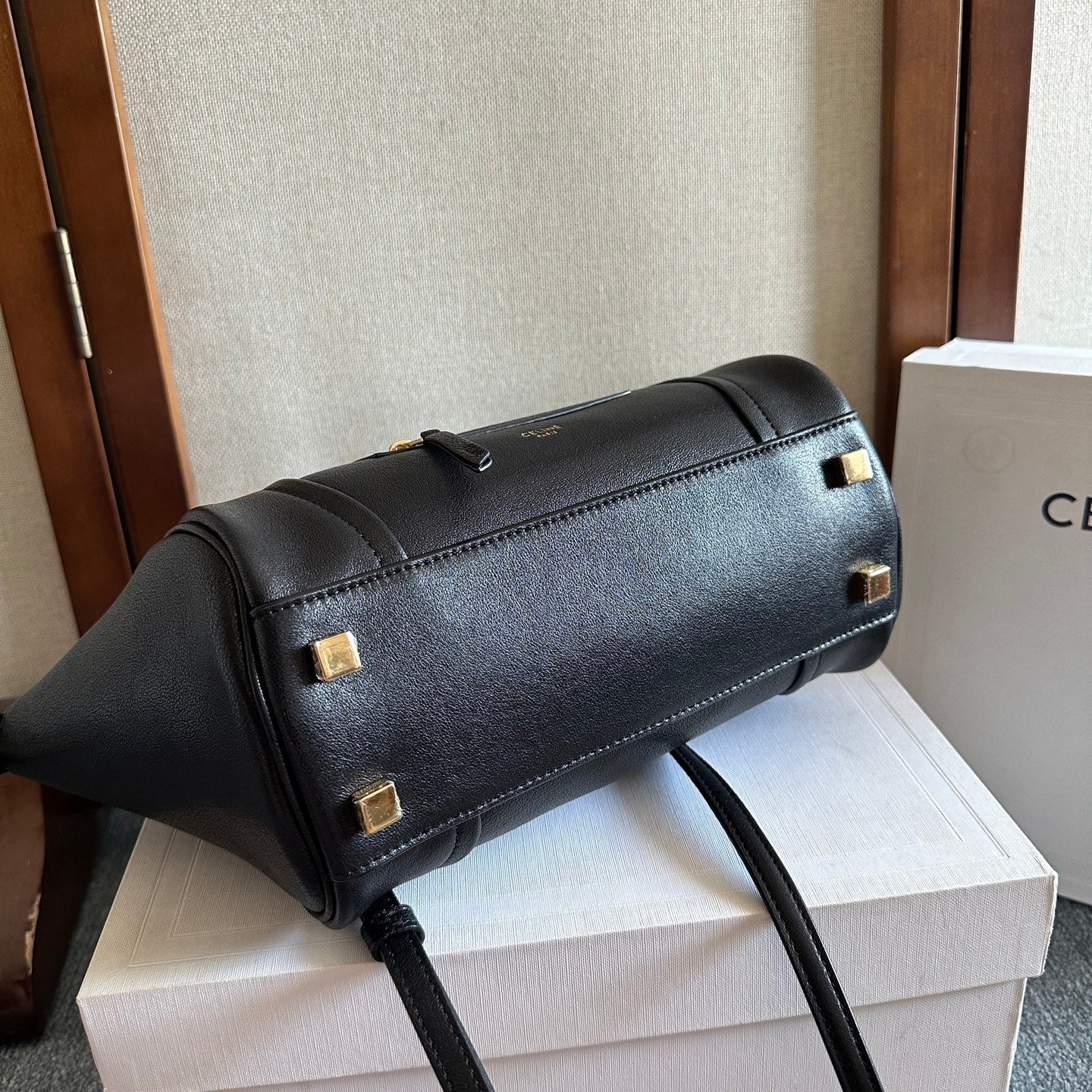 Celine Small Smiling New Luggage Black Lambskin