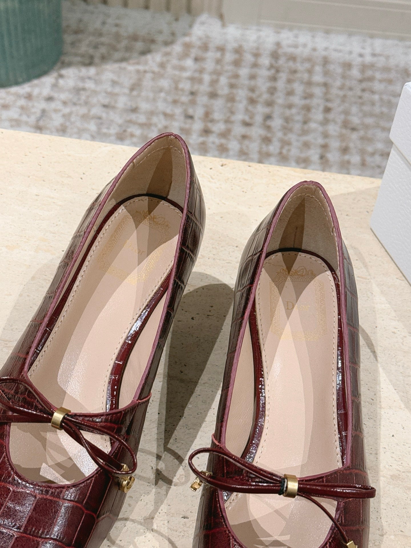 CD Muse Pump 4cm Brown Crocodile-Printed Calfskin 694199