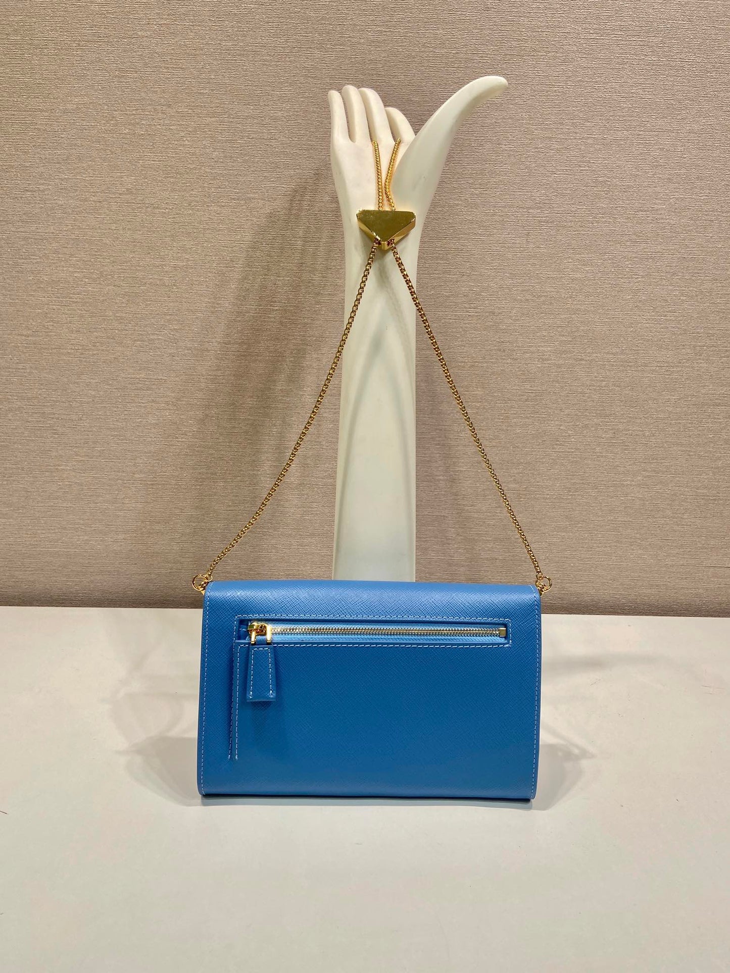PRA Cross pattern envelope bag blue leather 341158