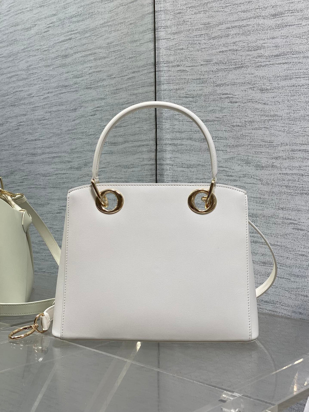 CD 26SS Bow-Adorned Bag White Calfskin 272515