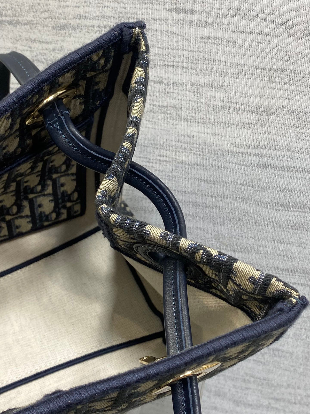 Dior 2026 Small Shopping Bag Blue Beige Canvas Leather 284287