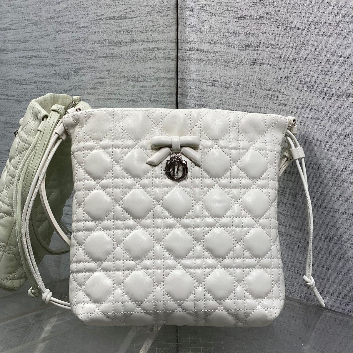 CD Adiorable Mini Bucket Bag White Lambskin 286635
