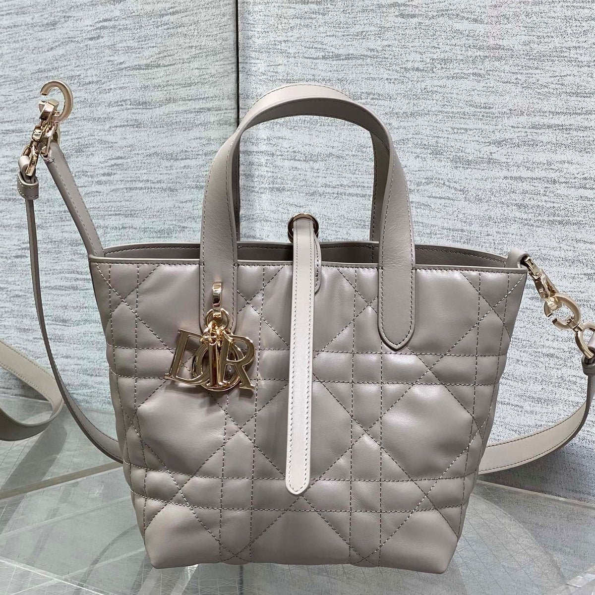 CD Toujours Bag 18cm Charcoal Gray Calfskin 286662