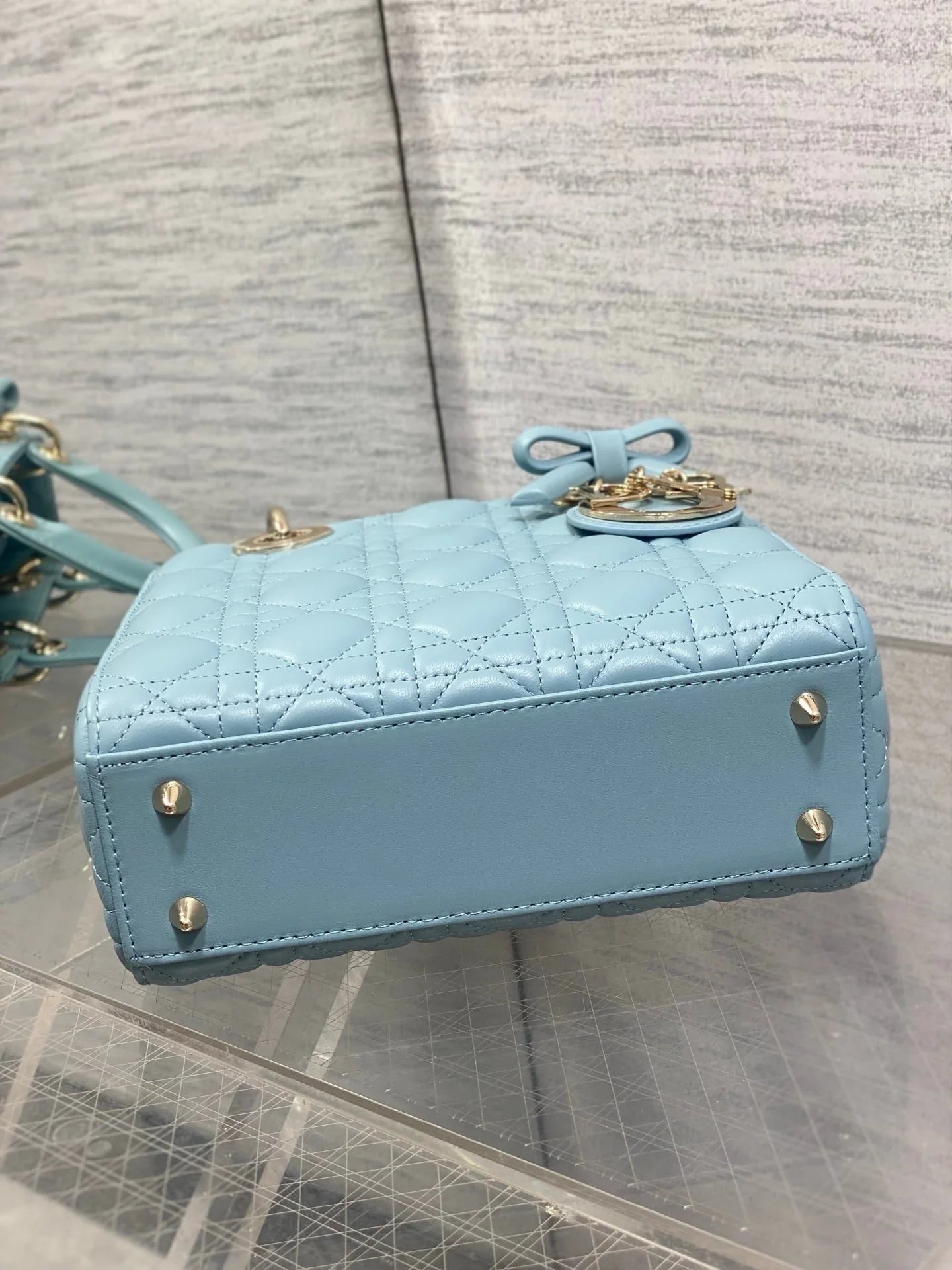 CD 2026 Bow Lady Dior Tourmaline Blue Cannage Lambskin 289166