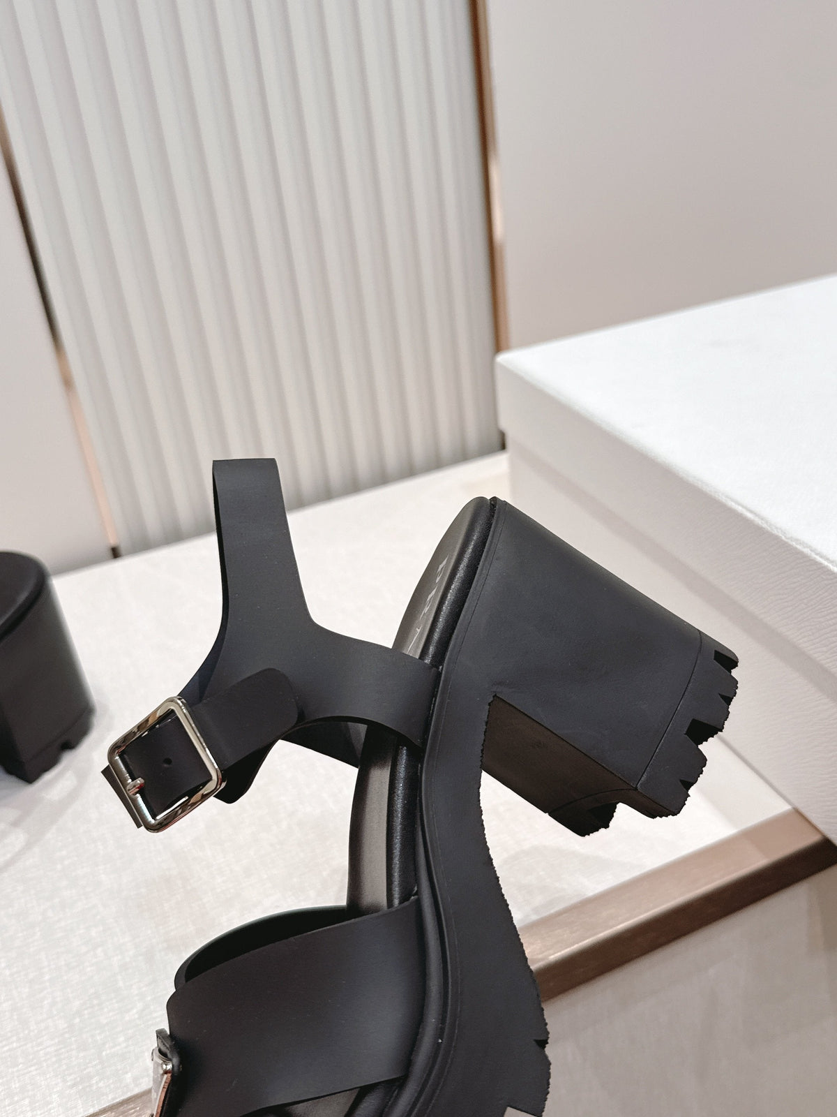 Prada 26s Monolith Sandals Black Rubber 838138