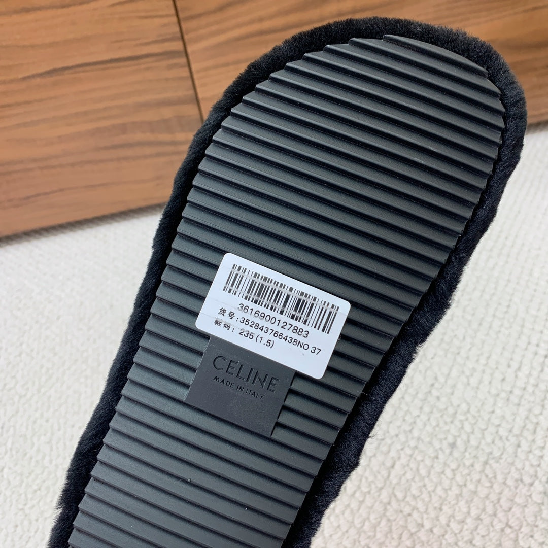 Celine 26s Cross-Strap Sandals In Black Wool