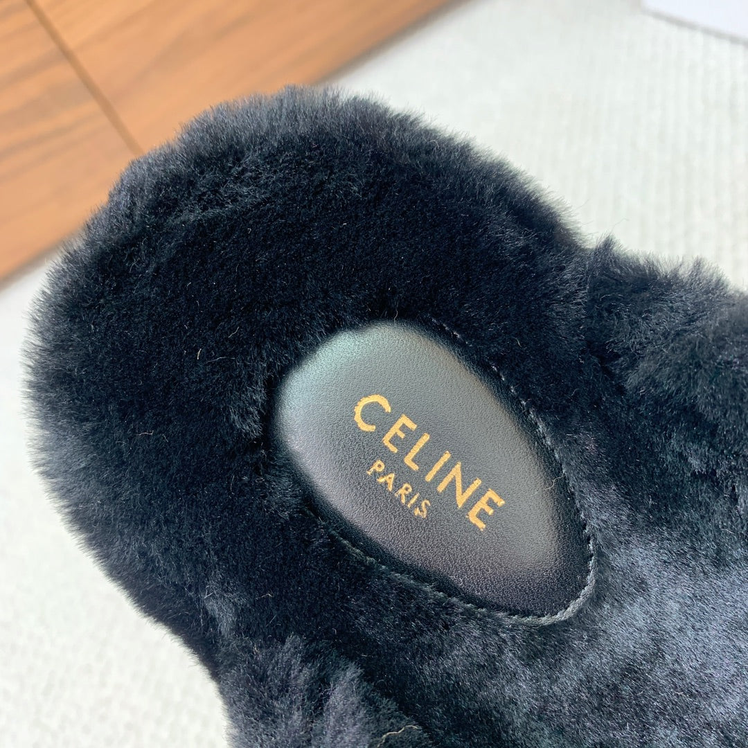 Celine 26s Cross-Strap Sandals In Black Wool