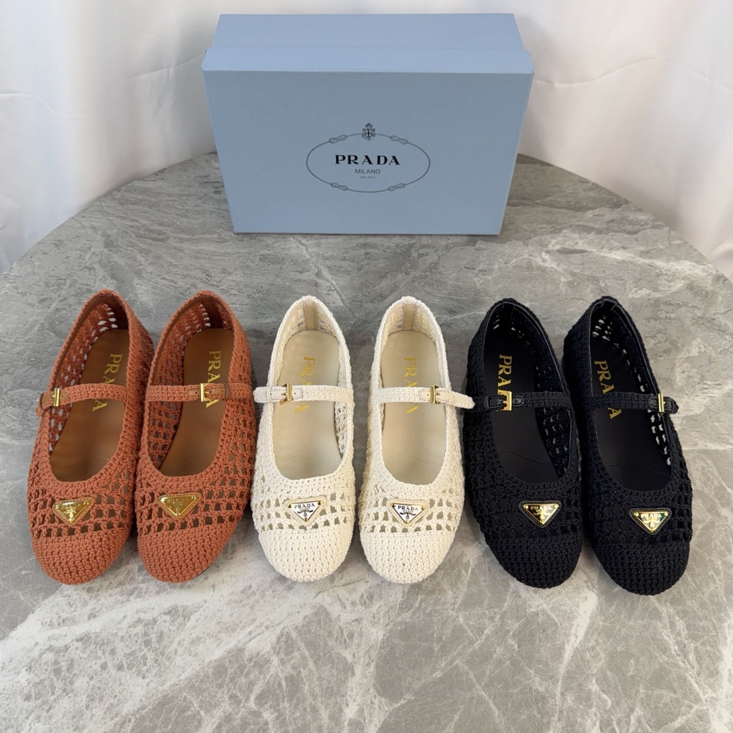 Pra 26s Ballet Flat White Leather Fabric 635155