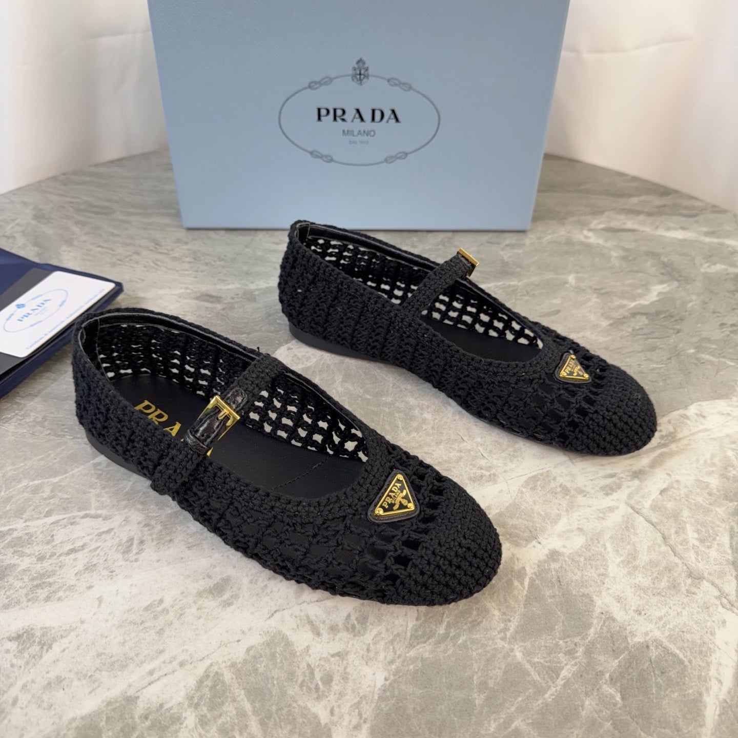 Pra 26s Ballet Flat Black Leather Fabric 635156