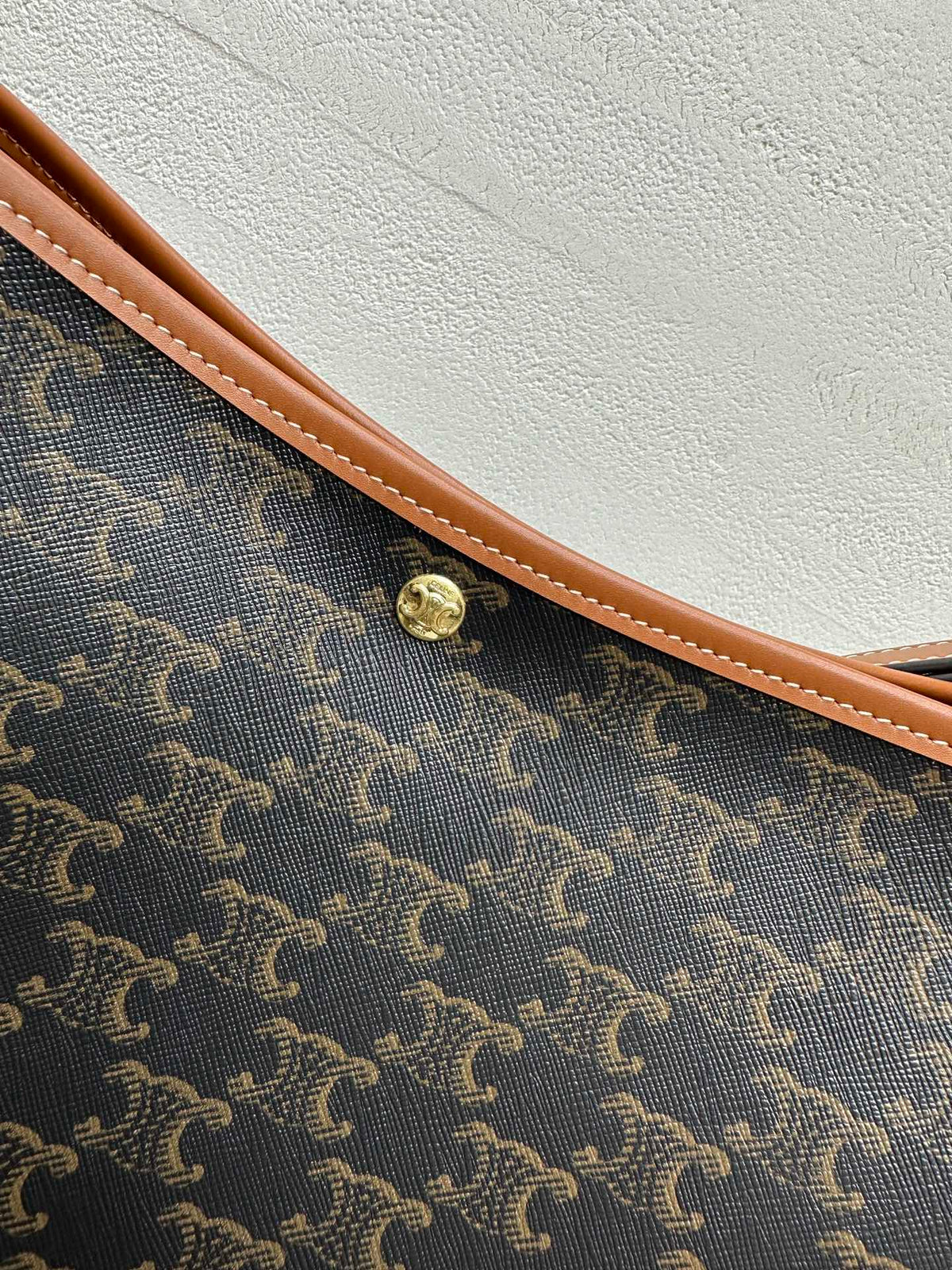 Celine Soft Shopper Bag in Triomphe Brown Black Canvas and Calfskin