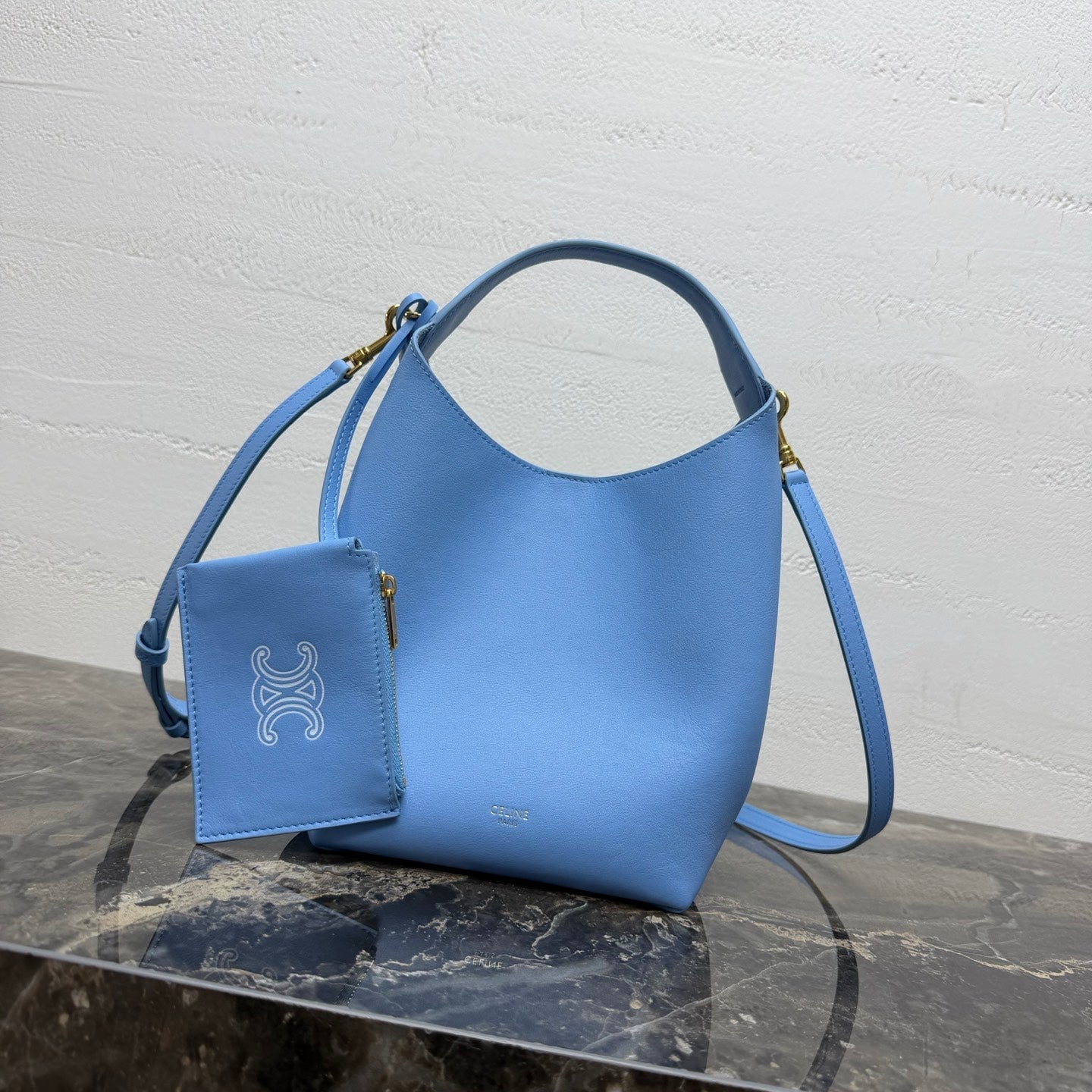 Celine Small Hobo Blue Supple Smooth Calfskin