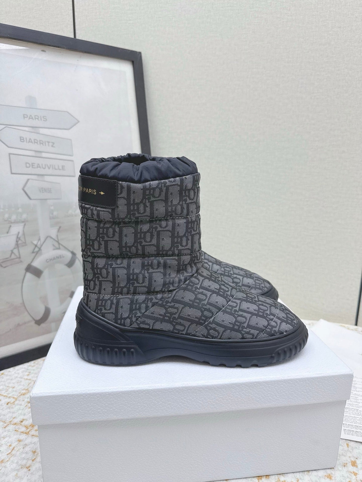CD Alps Frost Ankle Boot Black Oblique Quilted Nylon 530133