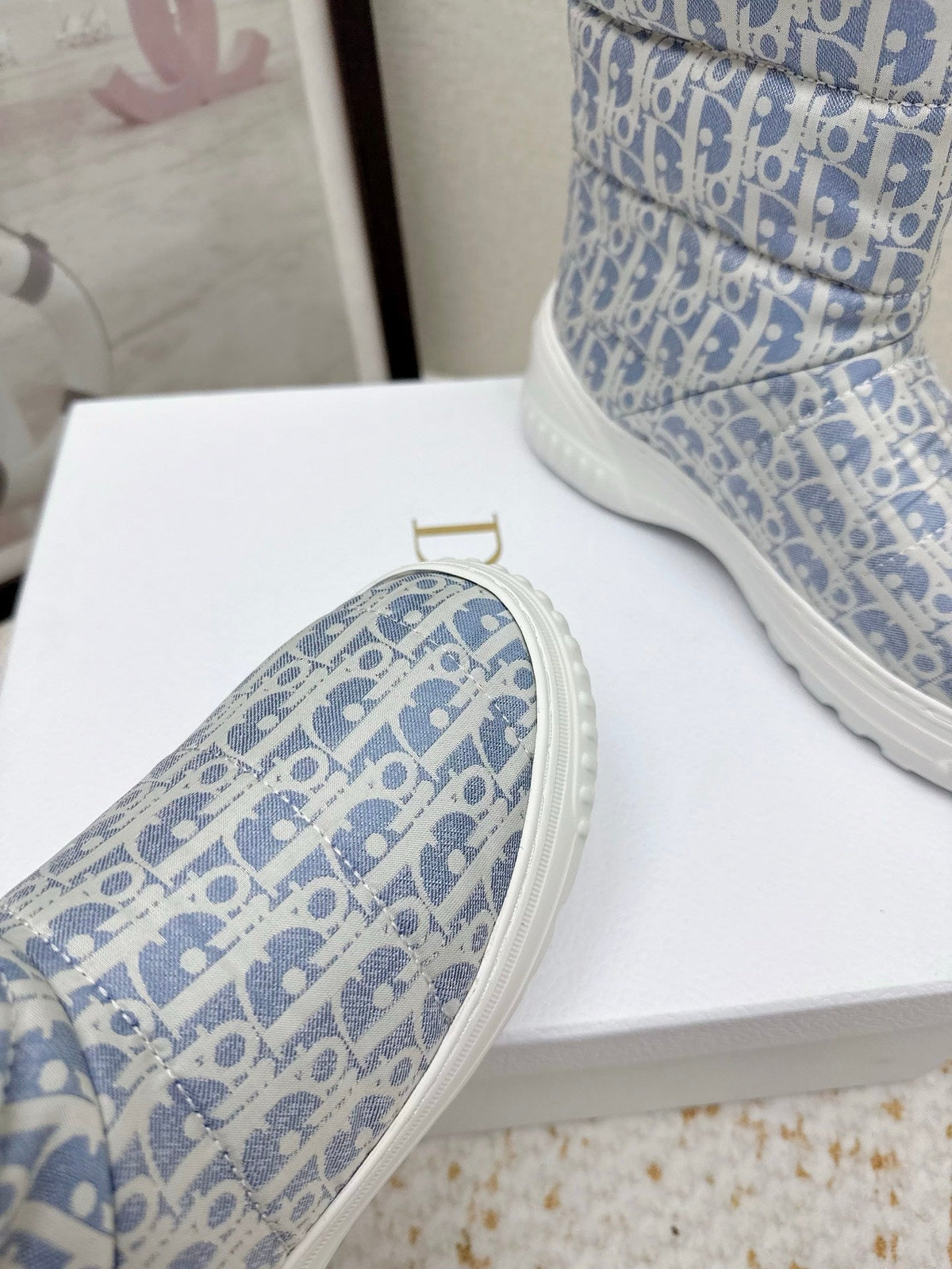 CD Alps Frost Ankle Boot Chambray Blue Oblique Quilted Nylon 530134