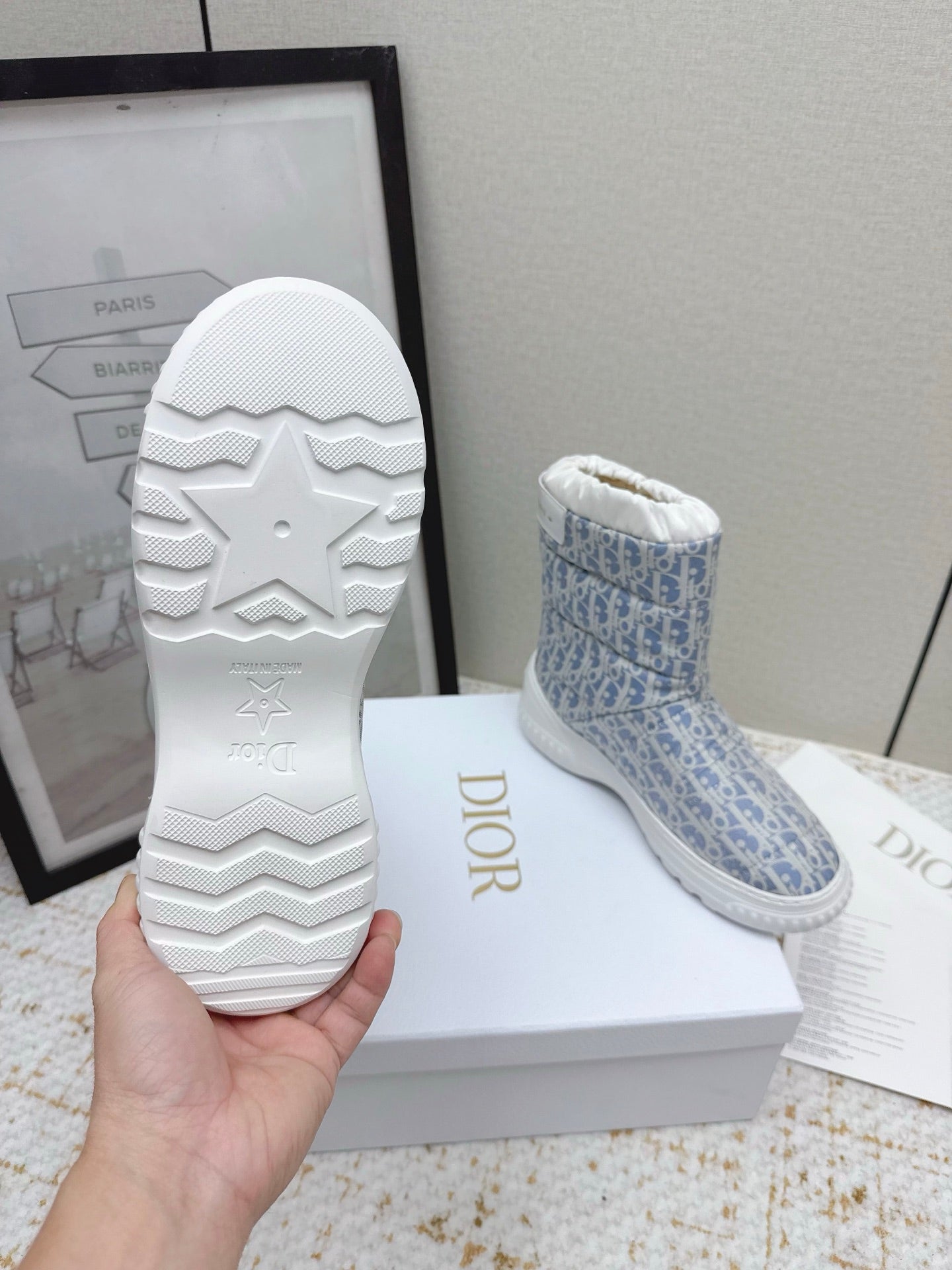 CD Alps Frost Ankle Boot Chambray Blue Oblique Quilted Nylon 530134