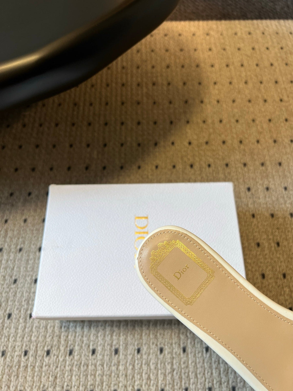 CD 26s J'Adior Slide White Embroidered Cotton 820048