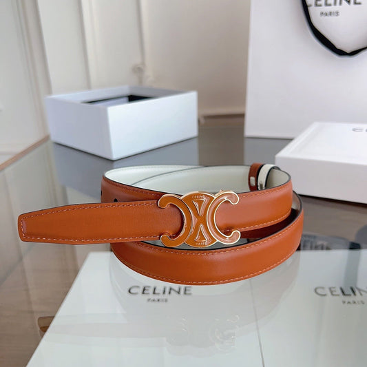 CL Brown 25mm Triomphe Enamel Saddle Brown White Cowhide 615280