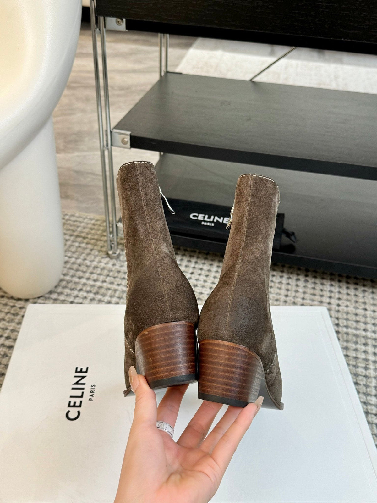 ANKLE BOOTS 45 MM IN COFFEE SUEDE