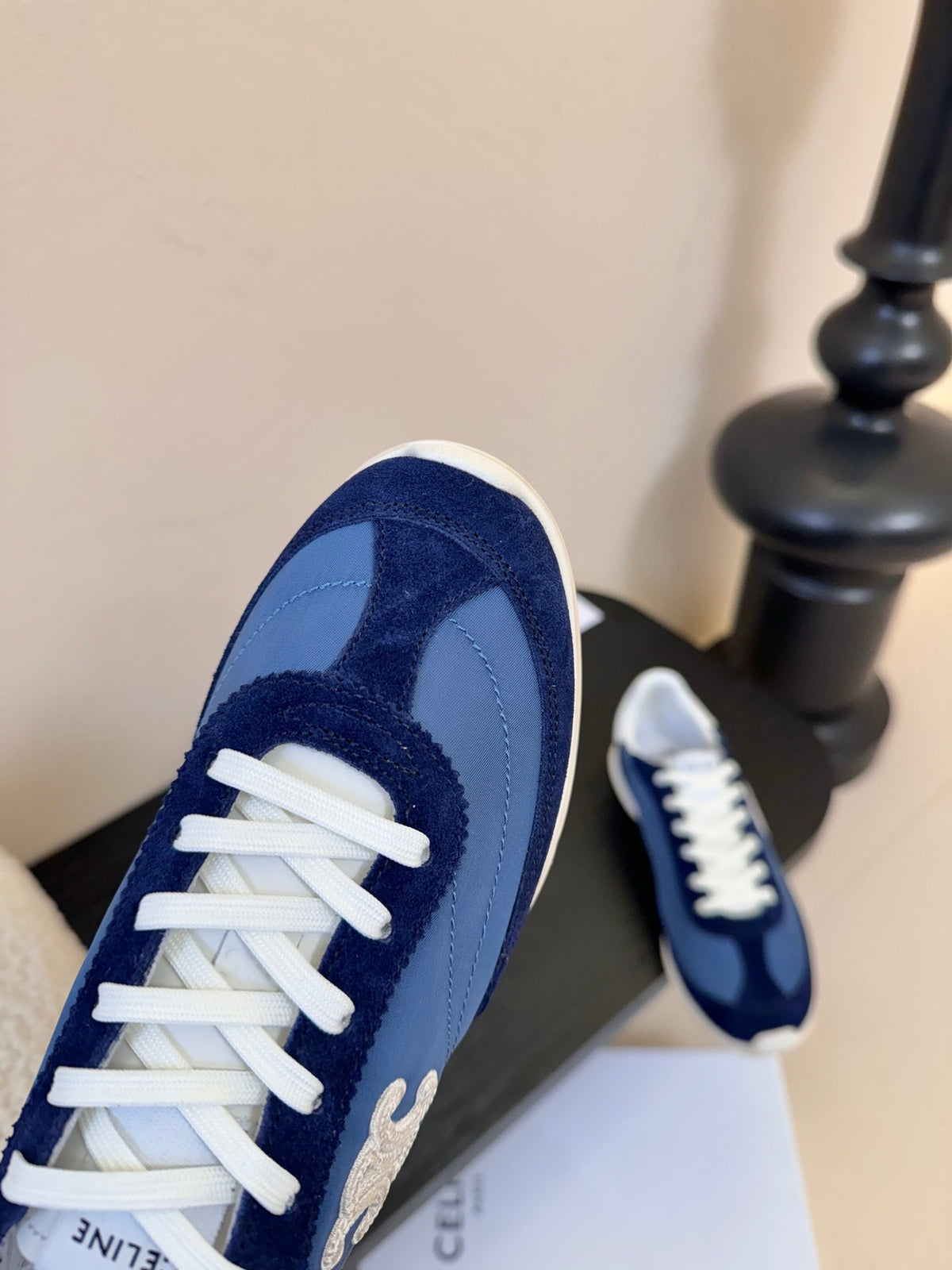 Celine Racer Low Top Sneaker Blue Suede Calfskin 606411