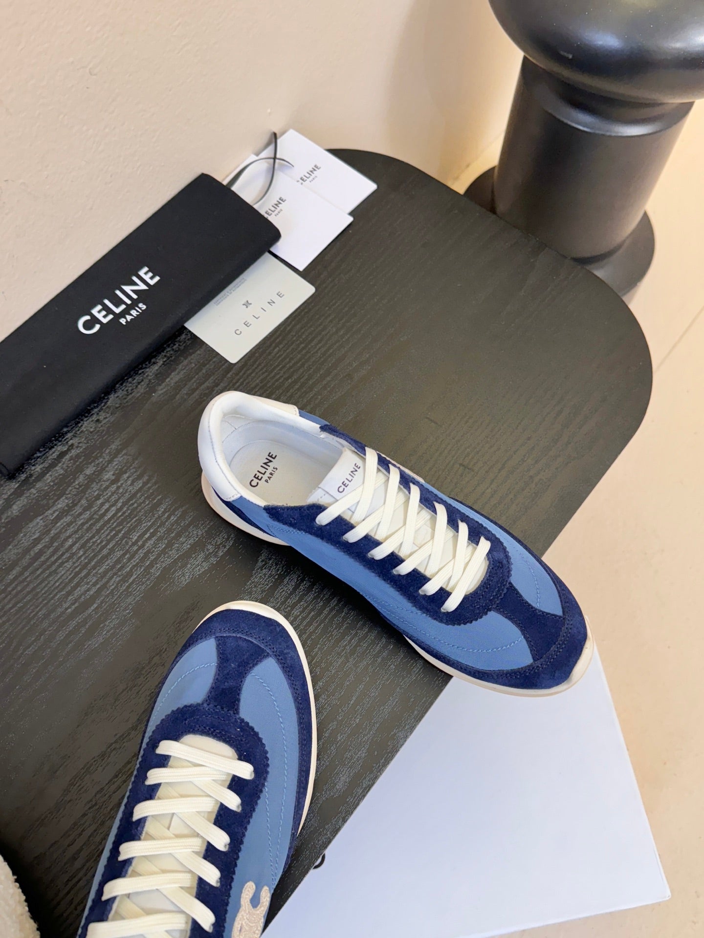 Celine Racer Low Top Sneaker Blue Suede Calfskin 606411