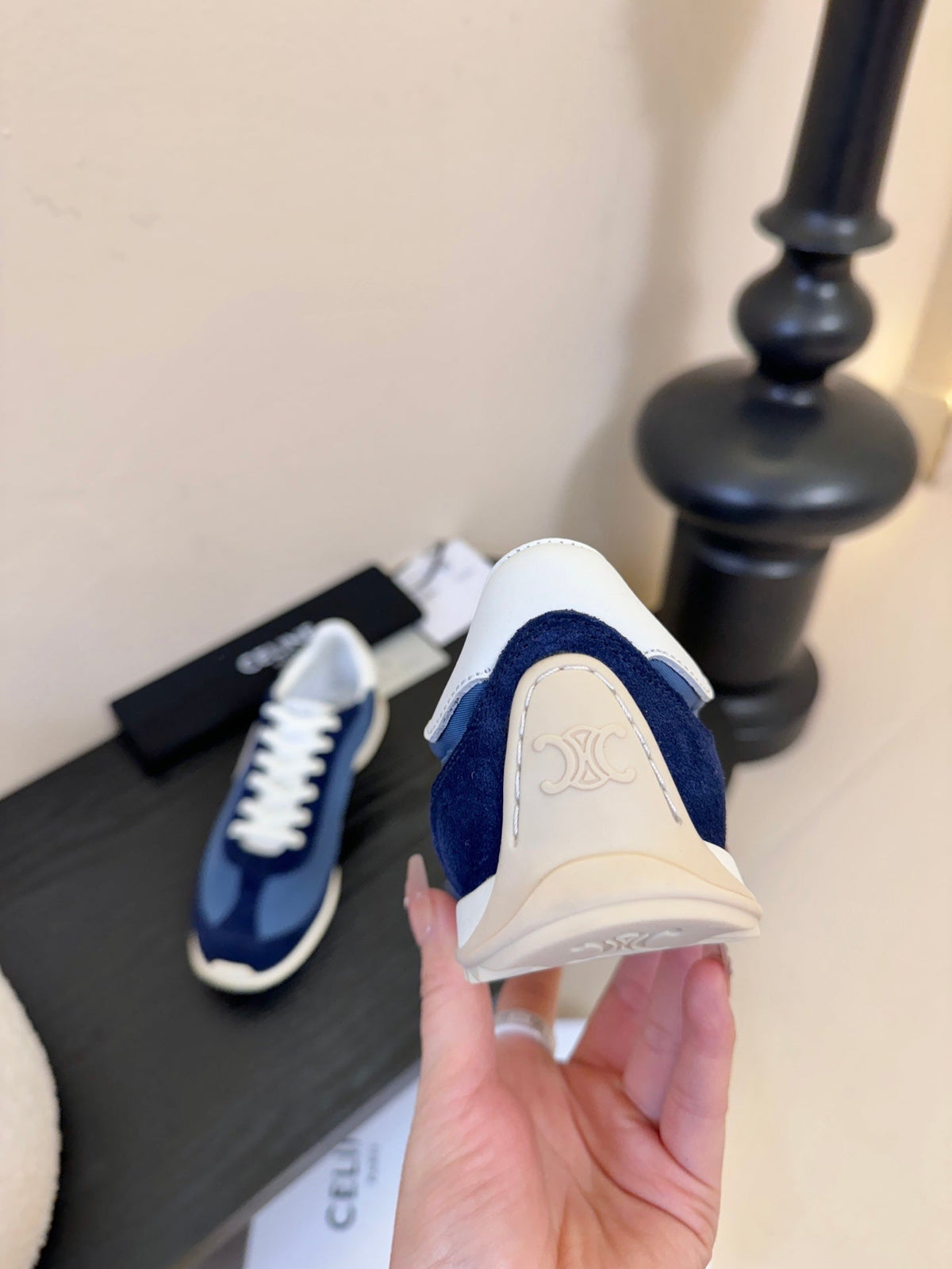Celine Racer Low Top Sneaker Blue Suede Calfskin 606411