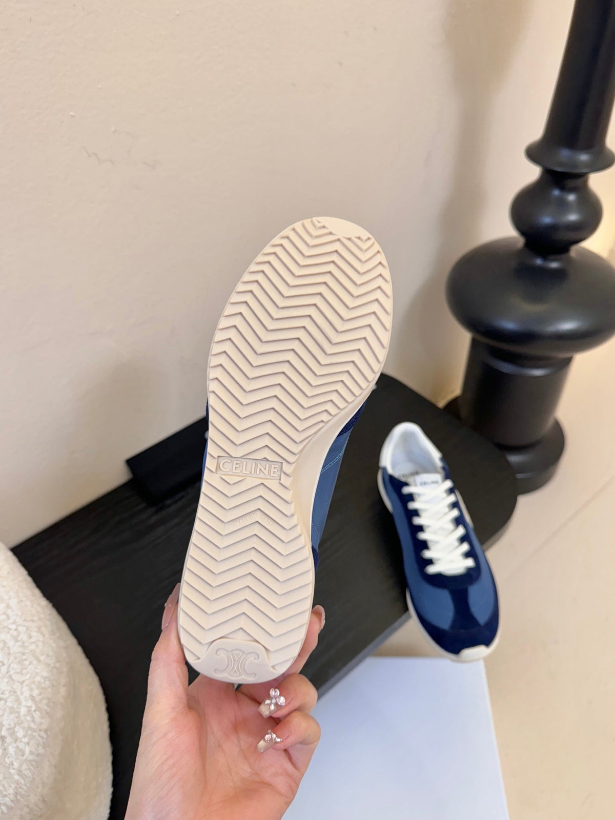 Celine Racer Low Top Sneaker Blue Suede Calfskin 606411