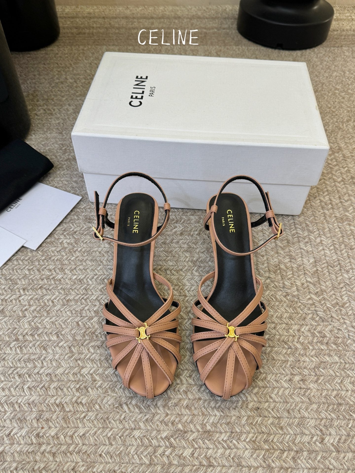 Celine Triomphe Sandal 6.5cm Brown Lambskin 835893