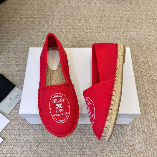 Celine Maison Espadrilles Red Canvas 835906