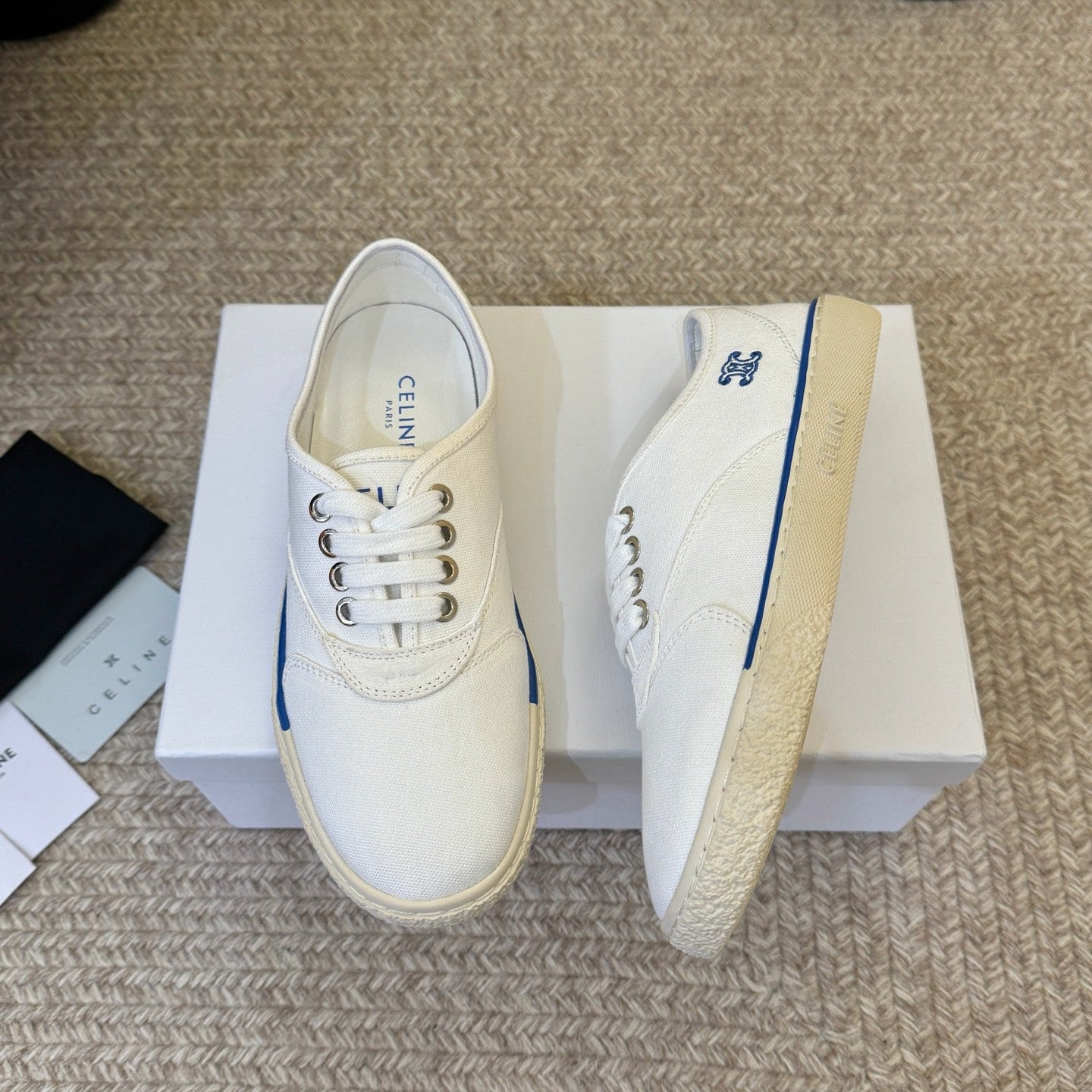 Celine Alan Sneaker White Canvas Suede 835909