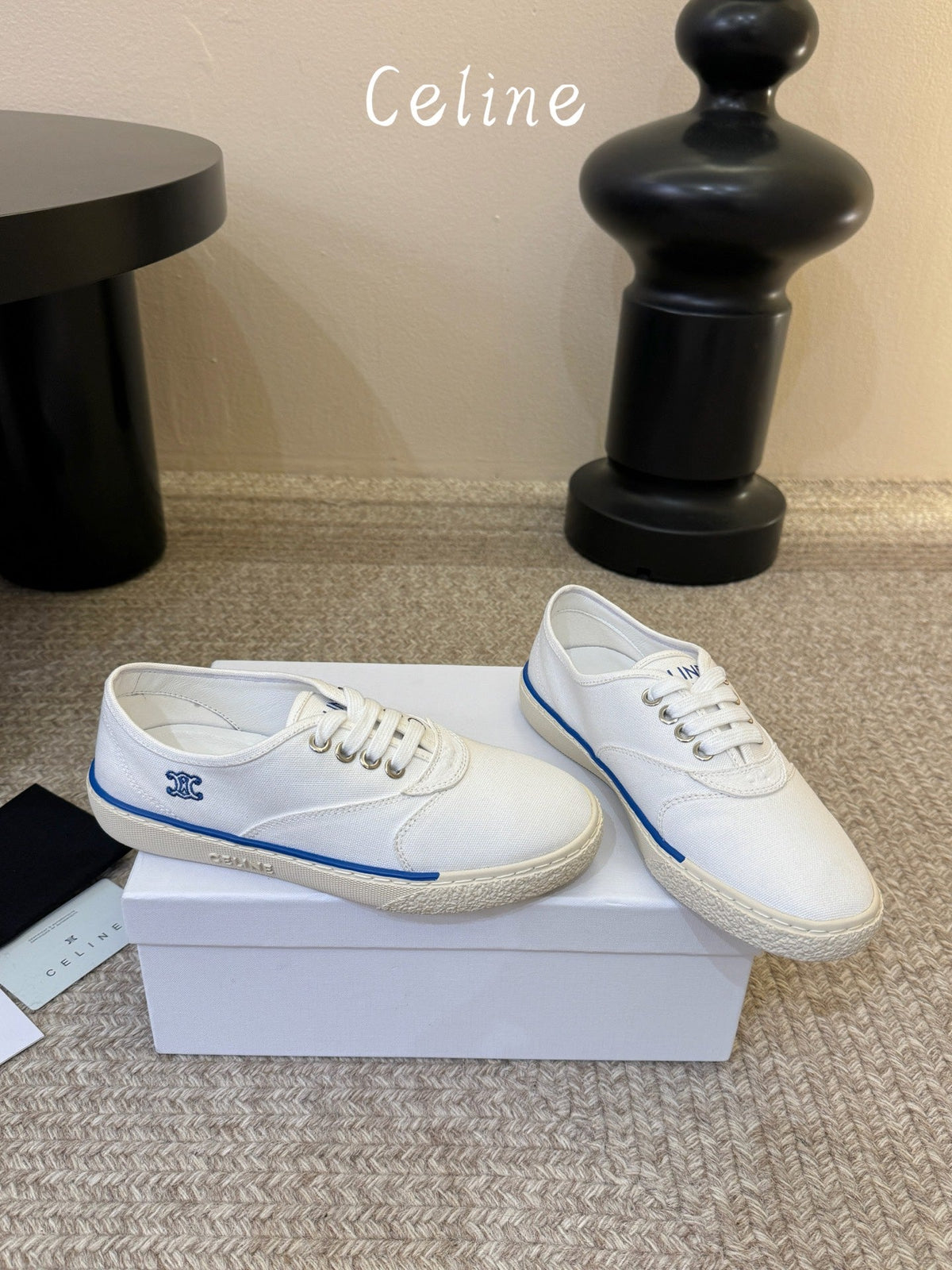 Celine Alan Sneaker White Canvas Suede 835909