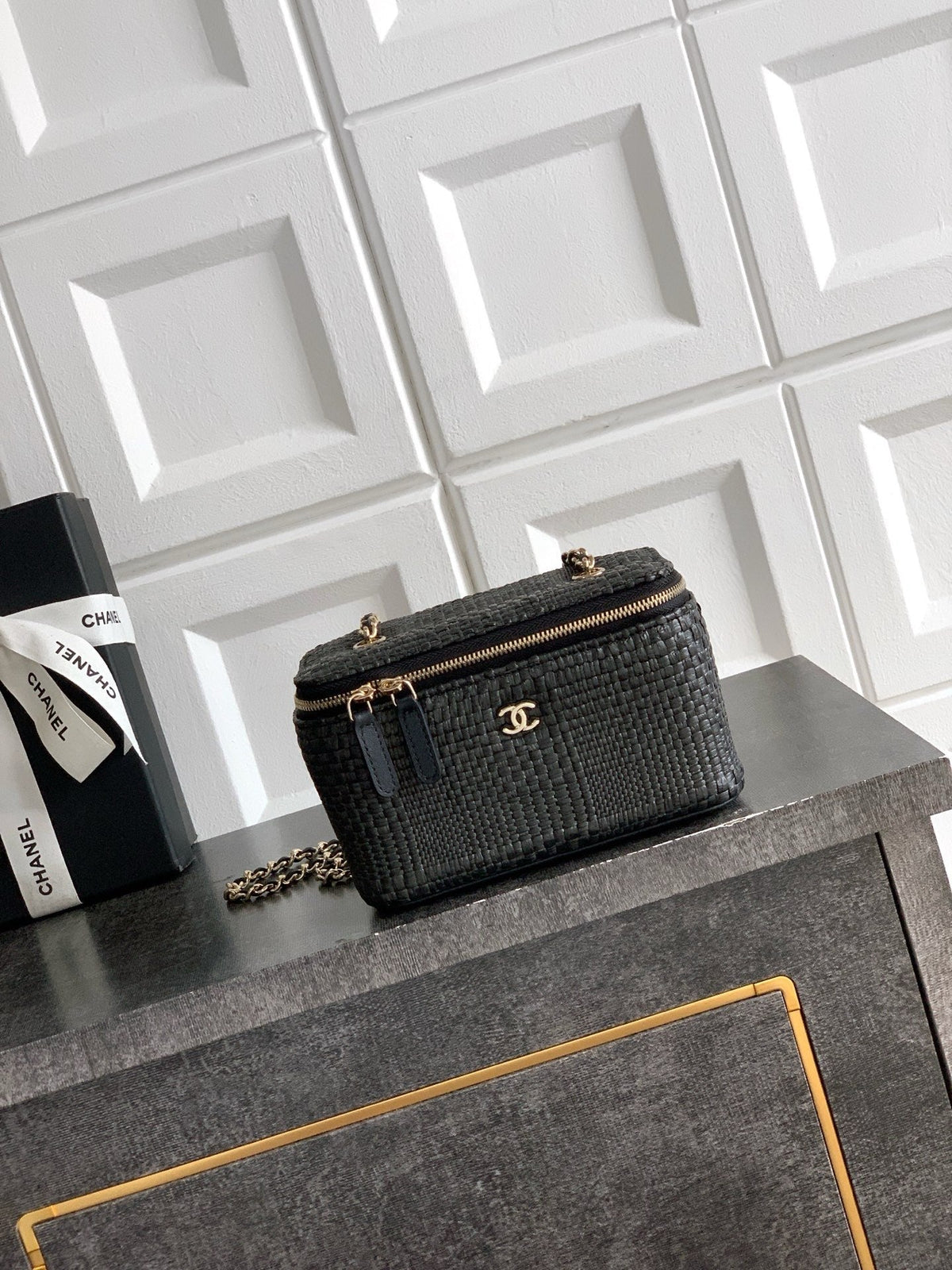 Chanel 2026 Box Bag 19.5cm Straw Leather 157109