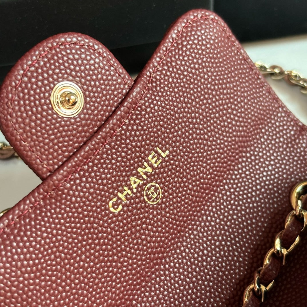 CC 26s Waist Belt Bag Chain Burgundy Caviar 212334