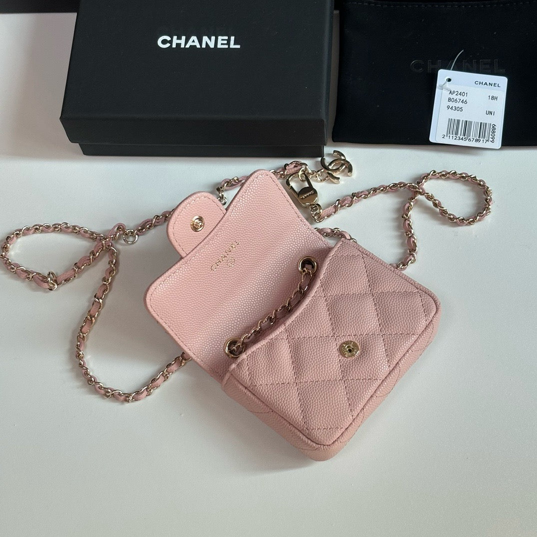 CC 26s Waist Belt Bag Chain Light Pink Caviar 212332